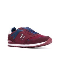 dunkelrote Wildleder niedrige Sneakers von Trussardi Jeans