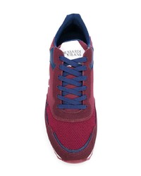 dunkelrote Wildleder niedrige Sneakers von Trussardi Jeans