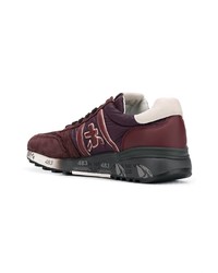 dunkelrote Wildleder niedrige Sneakers von White Premiata