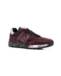 dunkelrote Wildleder niedrige Sneakers von White Premiata