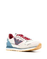 dunkelrote Wildleder niedrige Sneakers von Emporio Armani