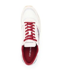 dunkelrote Wildleder niedrige Sneakers von Emporio Armani