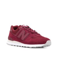 dunkelrote Wildleder niedrige Sneakers von New Balance