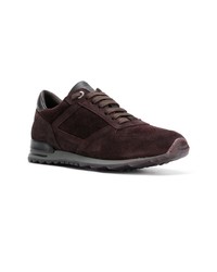 dunkelrote Wildleder niedrige Sneakers von Canali