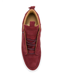 dunkelrote Wildleder niedrige Sneakers von Mason Garments