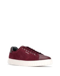 dunkelrote Wildleder niedrige Sneakers von Salvatore Ferragamo