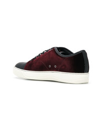 dunkelrote Wildleder niedrige Sneakers von Lanvin