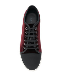 dunkelrote Wildleder niedrige Sneakers von Lanvin