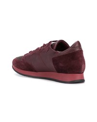 dunkelrote Wildleder niedrige Sneakers von Philippe Model