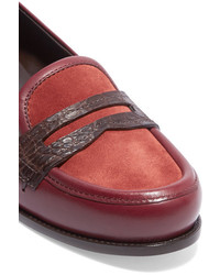 dunkelrote Wildleder Slipper von Bottega Veneta