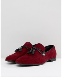 dunkelrote Wildleder Slipper von Asos