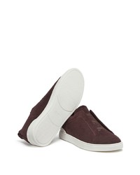 dunkelrote Wildleder Sportschuhe von Zegna