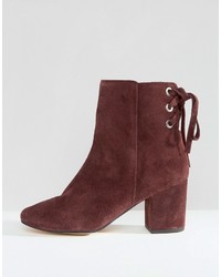 dunkelrote Wildleder Stiefeletten von Asos