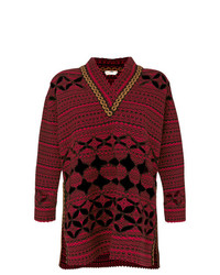 dunkelroter bedruckter Oversize Pullover von Fendi