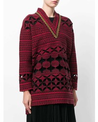 dunkelroter bedruckter Oversize Pullover von Fendi