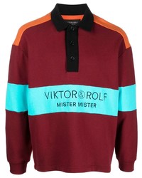dunkelroter bedruckter Polo Pullover von Viktor & Rolf