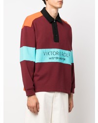 dunkelroter bedruckter Polo Pullover von Viktor & Rolf