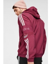 dunkelroter bedruckter Pullover mit einem Kapuze von adidas Originals