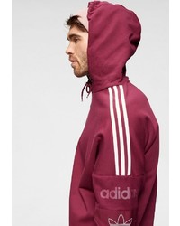 dunkelroter bedruckter Pullover mit einem Kapuze von adidas Originals