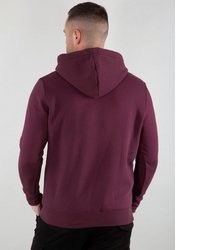 dunkelroter bedruckter Pullover mit einem Kapuze von Alpha Industries