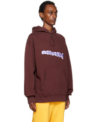 dunkelroter bedruckter Pullover mit einem Kapuze von Jacquemus