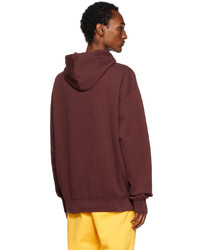 dunkelroter bedruckter Pullover mit einem Kapuze von Jacquemus