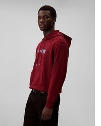 dunkelroter bedruckter Pullover mit einem Kapuze von Calvin Klein