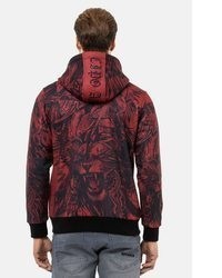 dunkelroter bedruckter Pullover mit einem Kapuze von Cipo & Baxx
