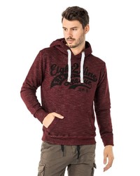 dunkelroter bedruckter Pullover mit einem Kapuze von Eight2Nine