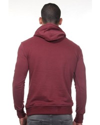 dunkelroter bedruckter Pullover mit einem Kapuze von EX-PENT