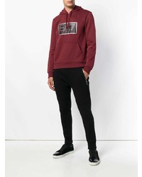 dunkelroter bedruckter Pullover mit einem Kapuze von Ea7 Emporio Armani