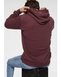 dunkelroter bedruckter Pullover mit einem Kapuze von Jack & Jones