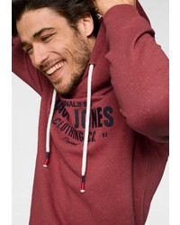 dunkelroter bedruckter Pullover mit einem Kapuze von Jack & Jones