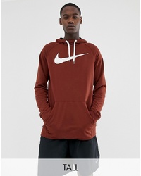 dunkelroter bedruckter Pullover mit einem Kapuze von Nike Training