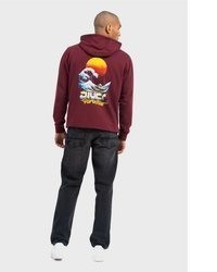 dunkelroter bedruckter Pullover mit einem Kapuze von Oldskull