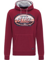 dunkelroter bedruckter Pullover mit einem Kapuze von Petrol Industries