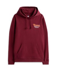 dunkelroter bedruckter Pullover mit einem Kapuze von Tommy Jeans