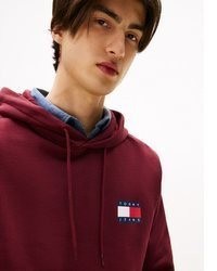 dunkelroter bedruckter Pullover mit einem Kapuze von Tommy Jeans