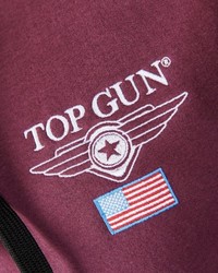 dunkelroter bedruckter Pullover mit einem Kapuze von TOP GUN