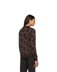 dunkelroter bedruckter Pullover mit einem Rundhalsausschnitt von Fendi