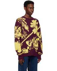 dunkelroter bedruckter Pullover mit einem Rundhalsausschnitt von Saturdays Nyc