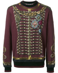 dunkelroter bedruckter Pullover mit einem Rundhalsausschnitt von Dolce & Gabbana