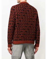 dunkelroter bedruckter Pullover mit einem Rundhalsausschnitt von Missoni