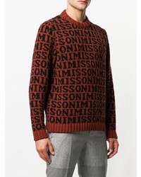 dunkelroter bedruckter Pullover mit einem Rundhalsausschnitt von Missoni