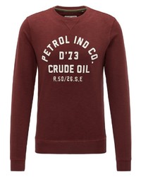 dunkelroter bedruckter Pullover mit einem Rundhalsausschnitt von Petrol Industries