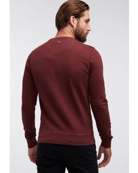 dunkelroter bedruckter Pullover mit einem Rundhalsausschnitt von Petrol Industries