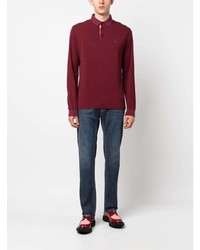 dunkelroter bestickter Polo Pullover von Etro