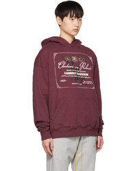 dunkelroter bestickter Pullover mit einem Kapuze von Rhude