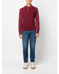 dunkelroter bestickter Wollpolo pullover von Etro