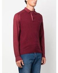 dunkelroter bestickter Wollpolo pullover von Etro